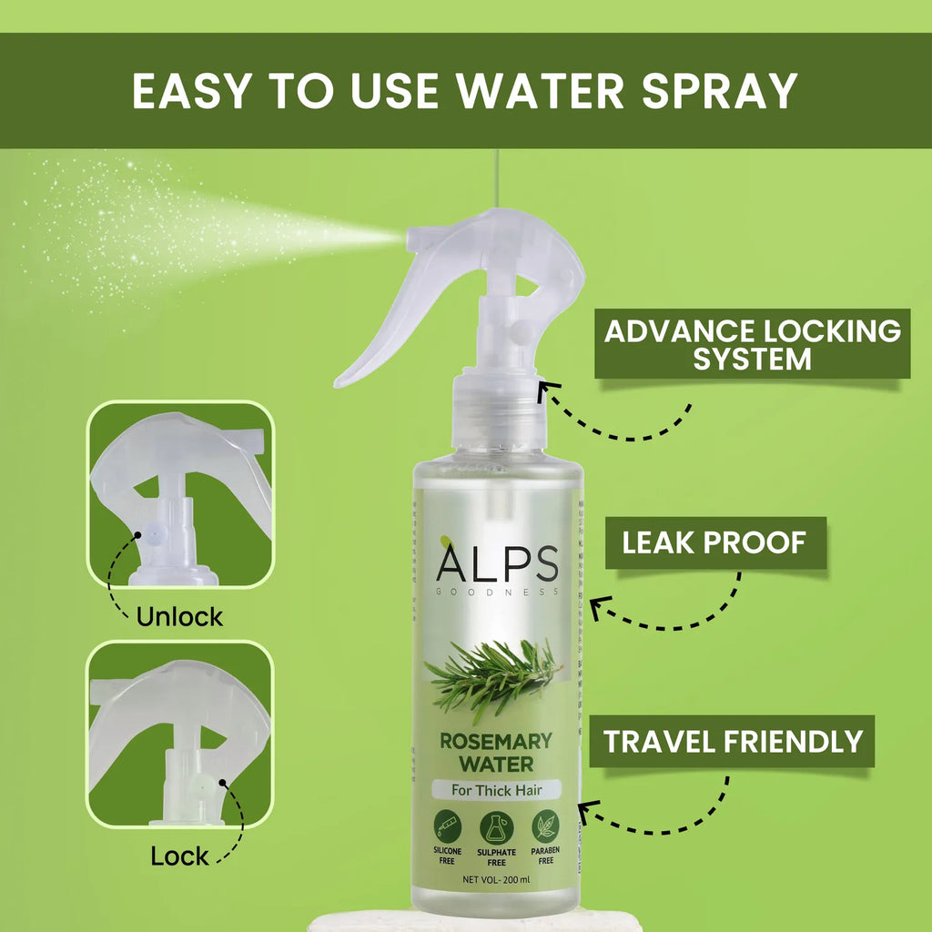 Alps Goodness Rosemary Hair Growth Spray (200ml) | Reduces Hair Fall, Promotes Regrowth, Adds Shine & Controls Dandruff