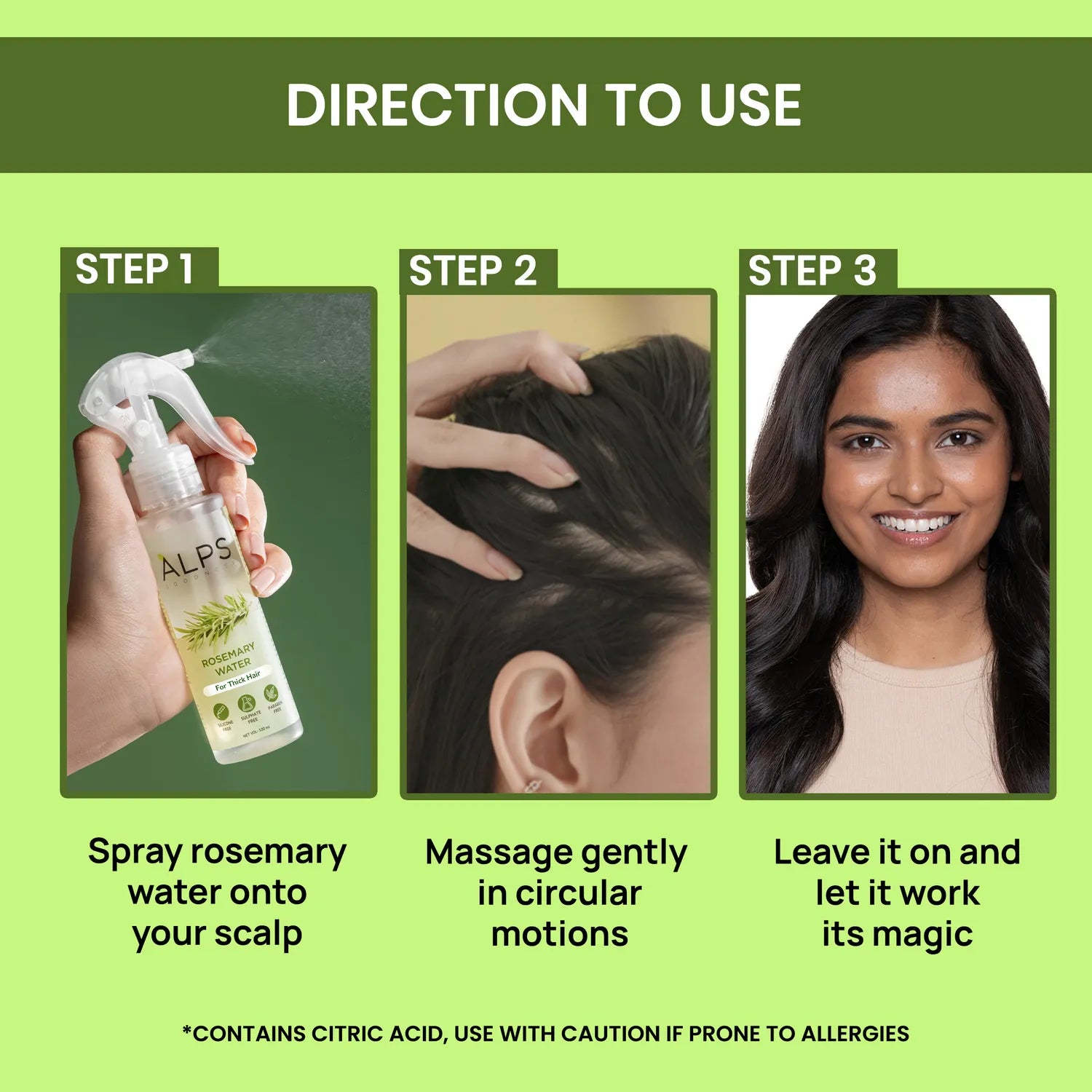 Alps Goodness Rosemary Hair Growth Spray (200ml) | Reduces Hair Fall, Promotes Regrowth, Adds Shine & Controls Dandruff